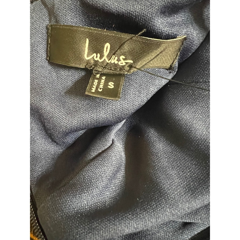 Lulus Navy Blue Floral Burnout Velvet Cowl Neck Maxi Dress Slit NWT Size S - Picture 14 of 14